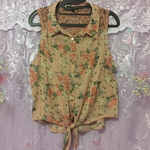 Sweet Floral Baby Pink Tied Crop